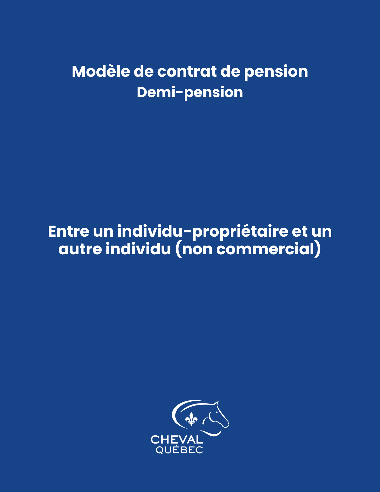 Modèle de contrat - Demi-pension entre un individu-propriétaire et un autre individu (non commercial